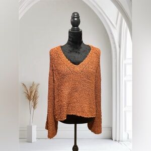 Lush Orange Sweater with Flared Sleeves